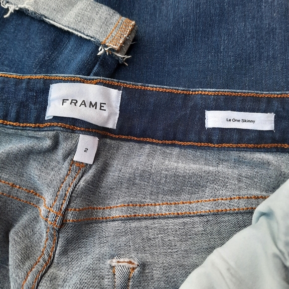 Frame Denim Le One Skinny Jeans Raw Ankle Hem Cuffed Slimming Denim Rare - Picture 8 of 13
